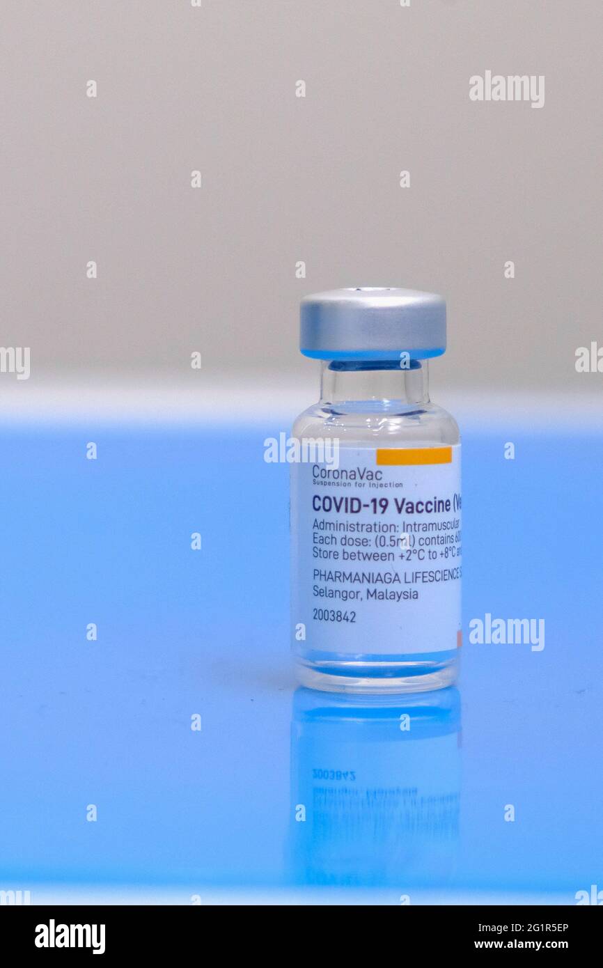 Shah Alam Malaysia 07th June 2021 A Sinovac Vaccine Vial Seen On A Table At Uitm Puncak Alam Selangor Malaysia Health Minister Dr Adham Baba Said Malaysia Has Delivered 3 57million Covid 19 Vaccine